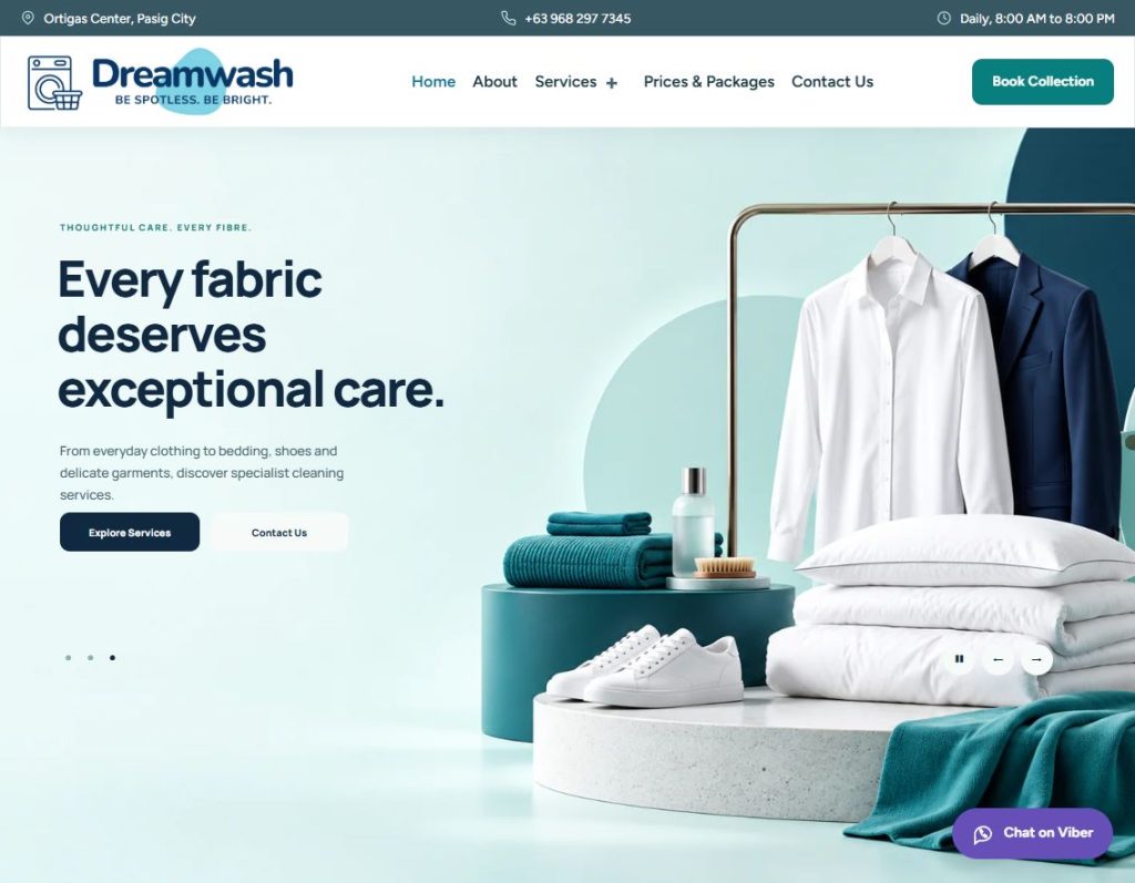 Dreamwash Laundry staging homepage — website redevelopment in progress