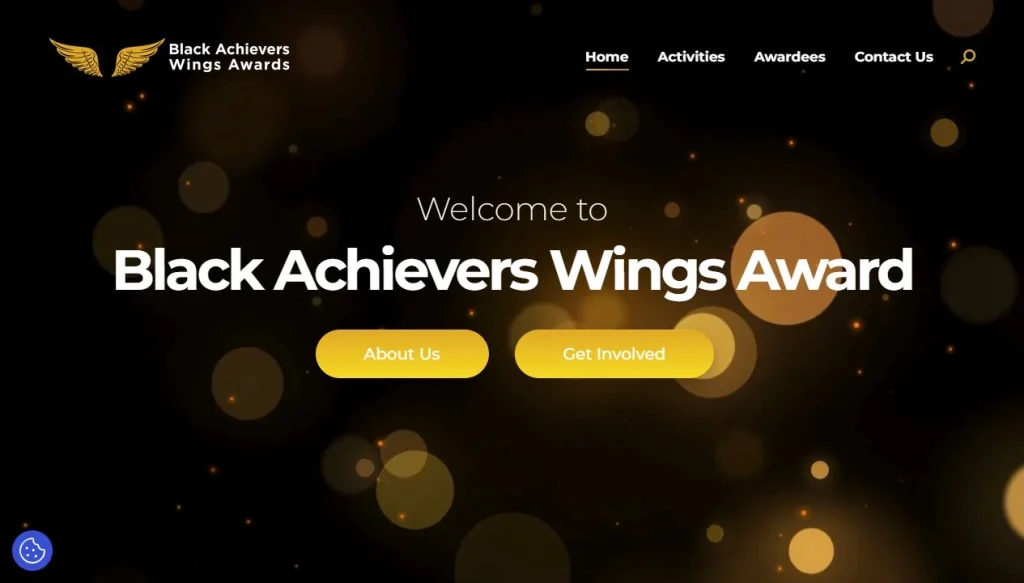 Black Achievers Wings Award website screenshot