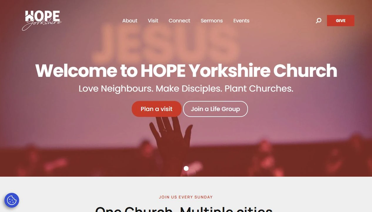 HOPE Yorkshire Church website screenshot